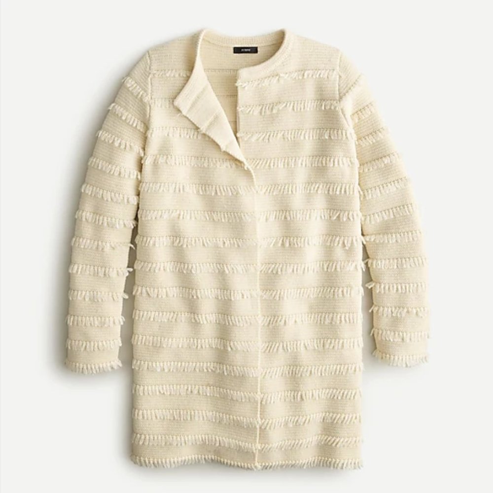 New with Tags, J. Crew Juliette Collarless Sweater-blazer with Fringe Stripe